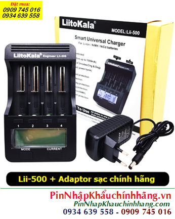LiitoKala Lii-500, Máy sạc 04 Pin Lithium 3.7v và NiMh 1.2v (Màn hình LCD, Đo dung lượng Pin, Xả Pin, Sạc pin 18650, 26650, 14500,..)
